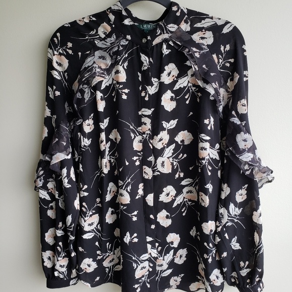 Floral Ruffled Georgette Shirt - Picture 2 of 4